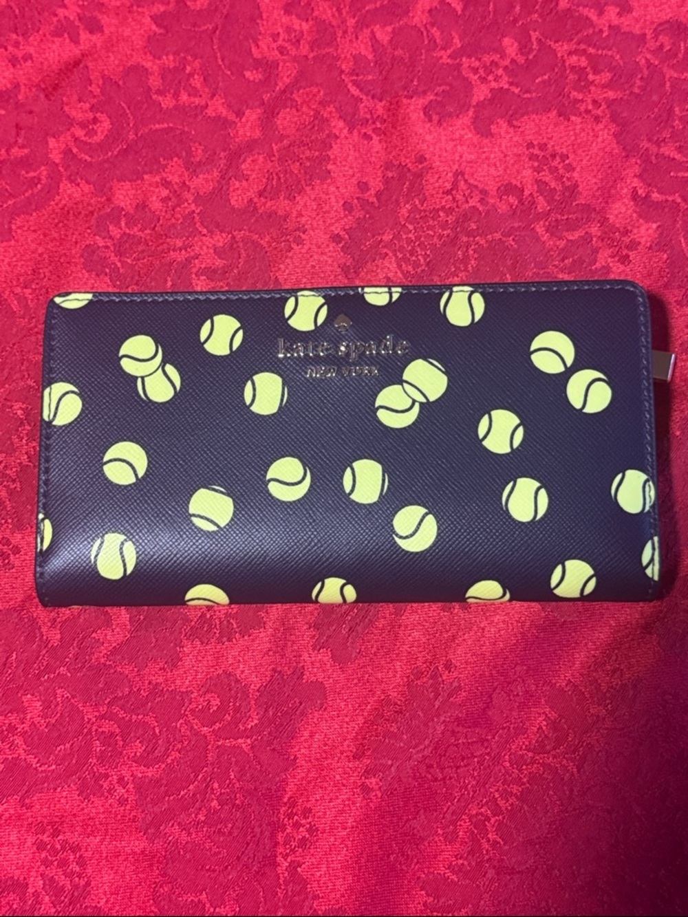 Kate Spade New York Tennis Wallet with Neon Yellow Tennis Ball Print
